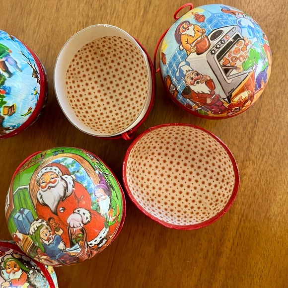 Set of 5 Paper mâché Christmas Candy Holder Ornaments